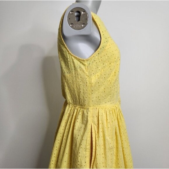 SOLD 🌟 J. Crew Yellow Eyelet Sleeveless Fit and Flair Shirtdress Size 4 - Picture 9 of 16